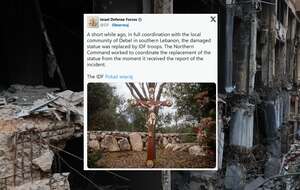 Izraelscy żołnierze, którzy zniszczyli figurę Jezusa zostali ukarani  / autor: EPA/WAEL HAMZEH Dostawca: PAP/EPA.