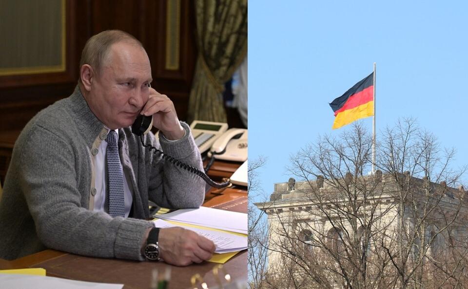 Prezydent Rosji Władimir Putin/Flaga Niemiec / autor: PAP/EPA/Fratria