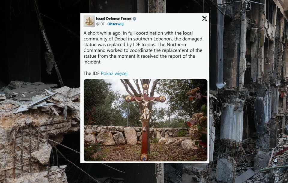 Izraelscy żołnierze, którzy zniszczyli figurę Jezusa zostali ukarani  / autor: EPA/WAEL HAMZEH Dostawca: PAP/EPA.