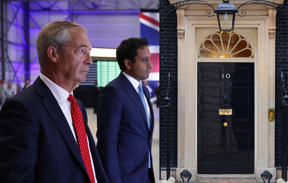Nigel Farage, Zia Yousuf, Downing Street 10 / autor: PAP/EPA/TOLGA AKMEN/wikimedia.commons: Sergeant Tom Robinson RLC/MOD/https://www.nationalarchives.gov.uk/doc/open-government-licence/version/1/open-government-licence.htm 