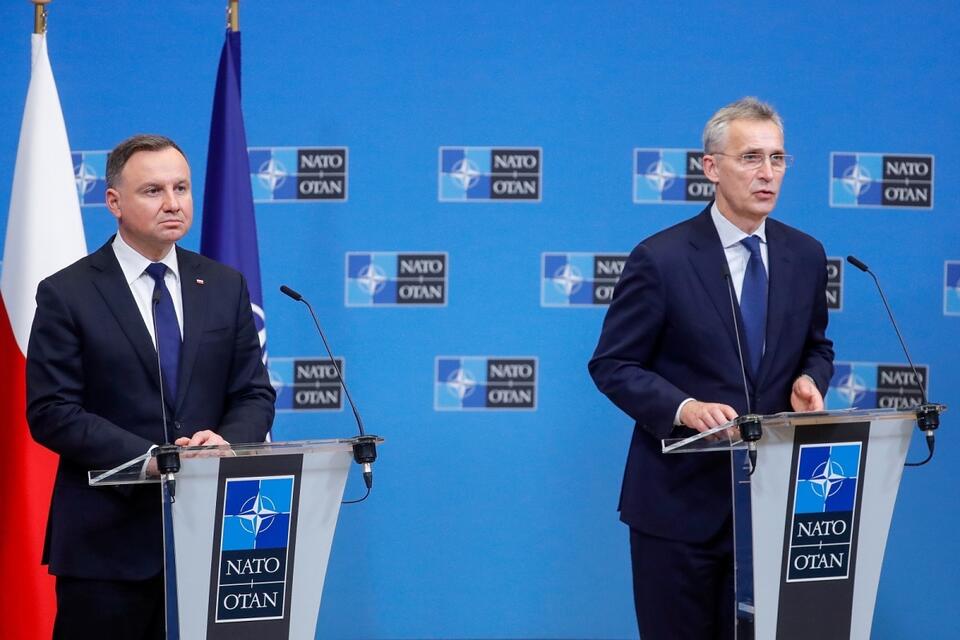 Prezydent RP Andrzej Duda i sekretarz generalny NATO Jens Stoltenberg / autor: PAP/EPA