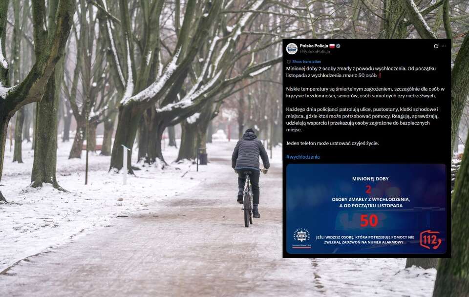 Porażające dane! Od listopada z wychłodzenia zmarło aż 50 osób / autor: Fratria/X/@PolskaPolicja