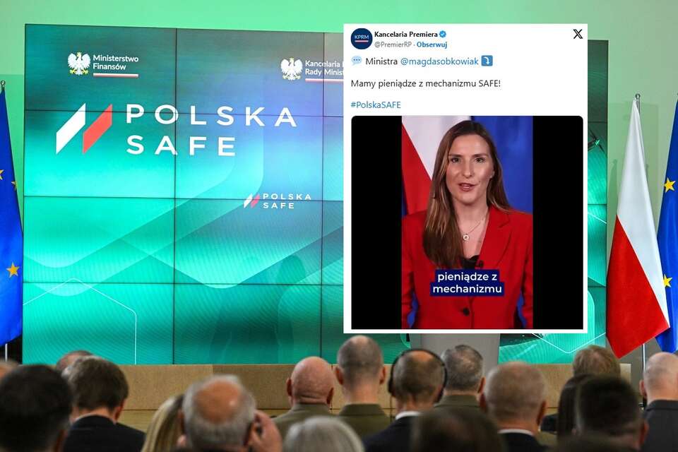 W tle "uroczystość" podpisania umowy pożyczkowej w ramach programu SAFE / autor: PAP/Marcin Obara, X/Kancelaria Premiera