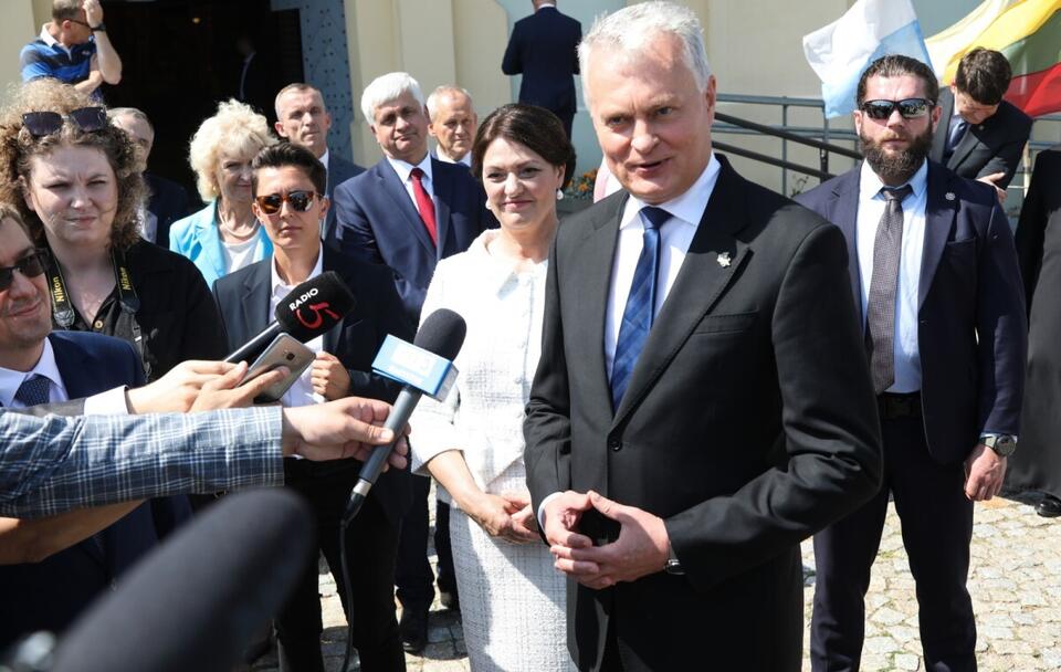 Prezydent Republiki Litewskiej Gitanas Nauseda podczas wizyty w Sejnach / autor: PAP/Artur Reszko