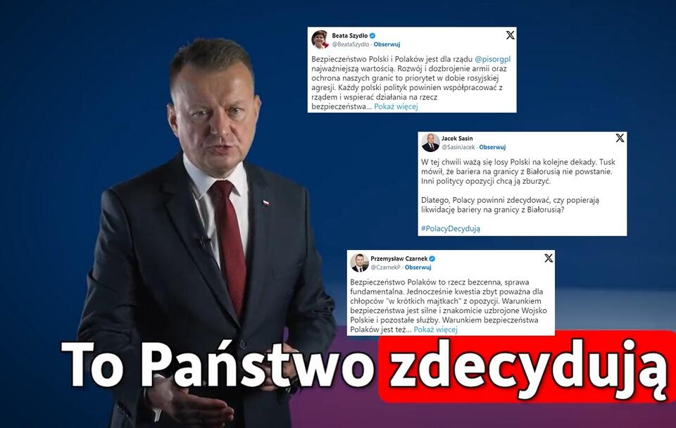 Minister Mariusz Błaszczak przedstawia czwarte pytanie referendalne / autor: Fratria/Twitter