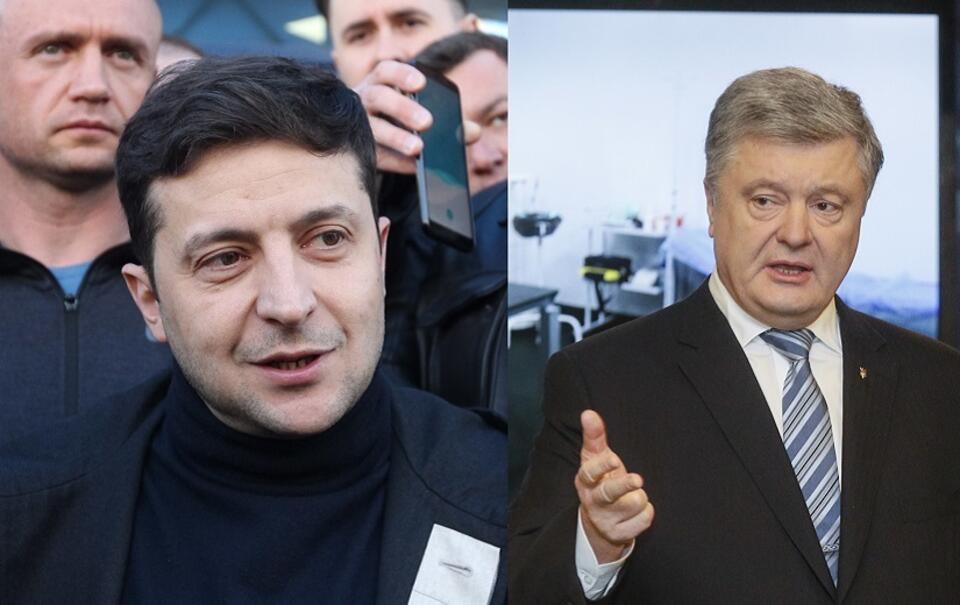 Wołodymyr Zełenski, Petro Poroszenko - kandydaci na prezydenta Ukrainy / autor: PAP/EPA
