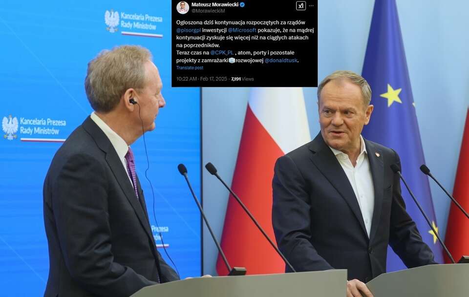 Premier Donald Tusk z wiceprezesem Microsoftu / autor: PAP/Leszek Szymański