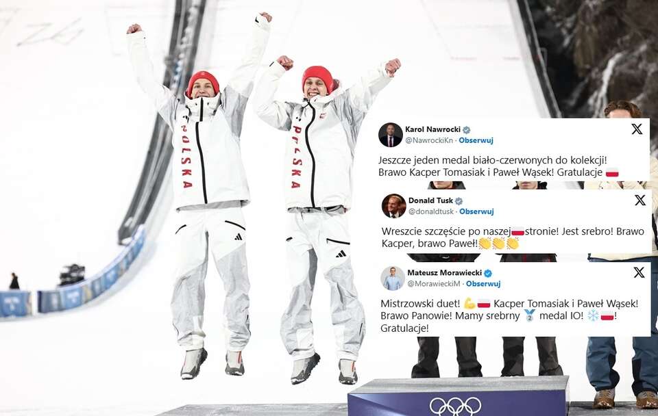 Politycy złożyli gratulacje Tomasiakowi i Wąskowi. / autor: EPA/FILIP SINGER Dostawca: PAP/EPA.