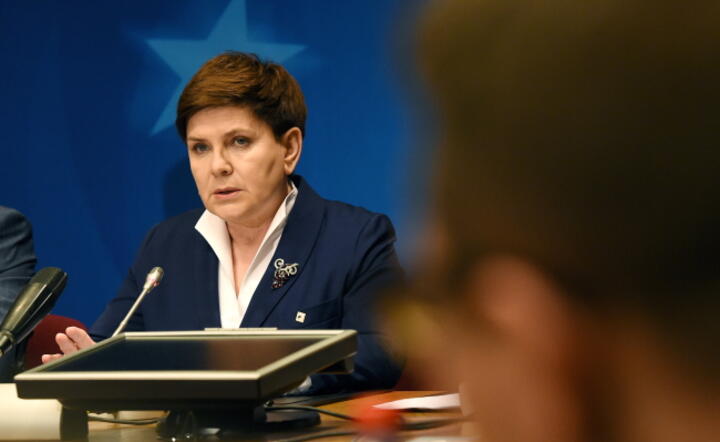 Premier Beata Szydło na konferencji w Brukseli, fot. PAP / Radek Pietruszka