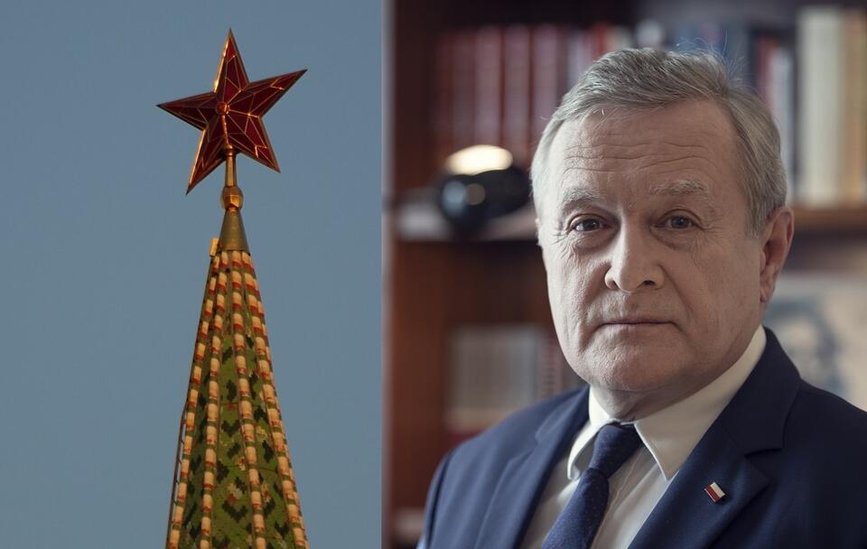 Czerwona gwiazda na jednej z kremlowskich wież; wicepremier, minister kultury prof. Piotr Gliński / autor: Fratria