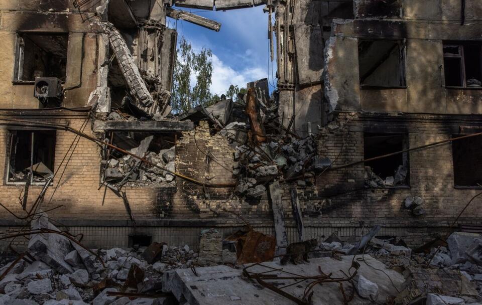 Zdjęcie ilustracyjne/ Zniszczenia w Hostomlu k. Kijowa / autor: PAP/EPA/ROMAN PILIPEY