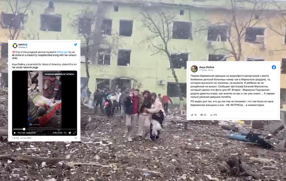 Zdjęcie ilustracyjne. W tle zbombardowany szpital w Mariupolu  / autor: Twitter