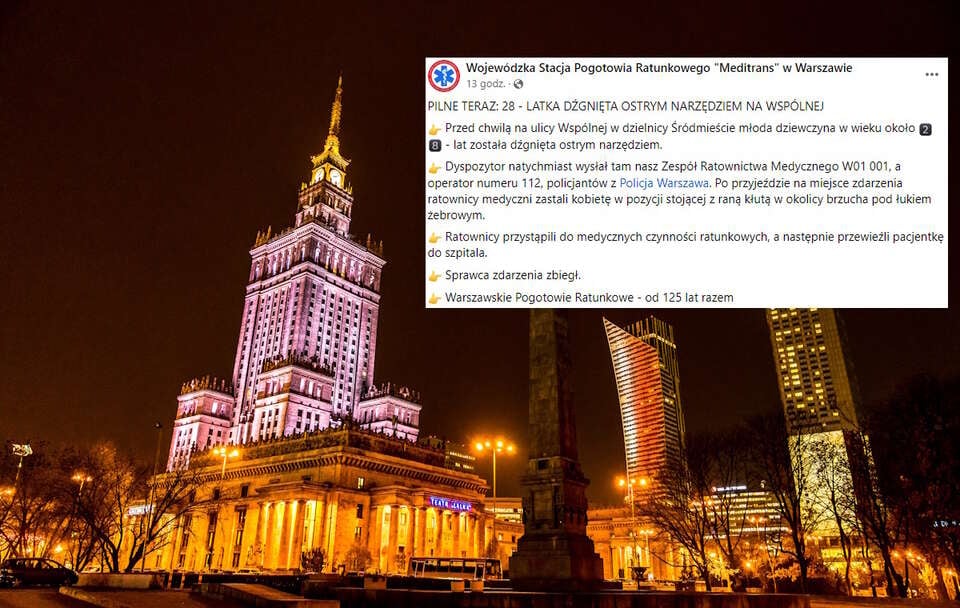 Kobieta dźgnięta nożem w centrum Warszawy! Sprawca zbiegł