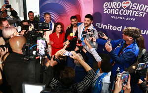 Reprezentanci Izraela na Eurowizji / autor: PAP/EPA/HANNIBAL HANSCHKE