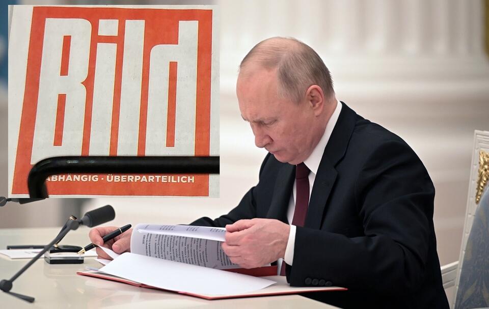 Władimir Putin podpisuje dekret o uznaniu niepodległości samozwańczych republik Donieckiej i Ługańskiej / autor: 	PAP/EPA/ALEKSEY NIKOLSKYI/SPUTNIK/KREMLIN POOL / POOL; Fratria