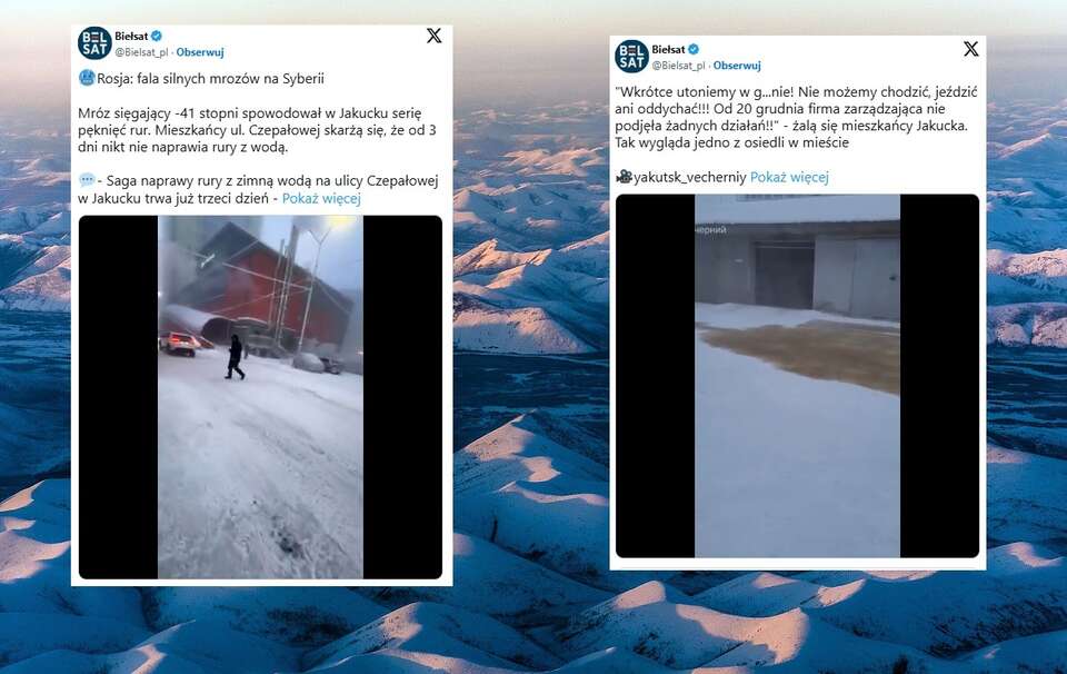 „Biełsat” przekazał, że fala mrozów na Syberii doprowadziła w Jakucku do pękania rur wodociągowych i kanalizacyjnych. / autor: Ilya Varlamov, CC BY-SA 3.0 <https://creativecommons.org/licenses/by-sa/3.0>, via Wikimedia Commons