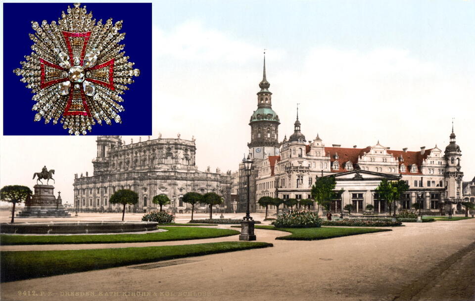 Drezno - Theaterplatz, Katholische Hofkirche and Residenzschloss / autor: wikimedia commons/ Library of Congress's Prints and Photographs divisio/LC-DIG-ppmsca-00952 /Domena publiczna