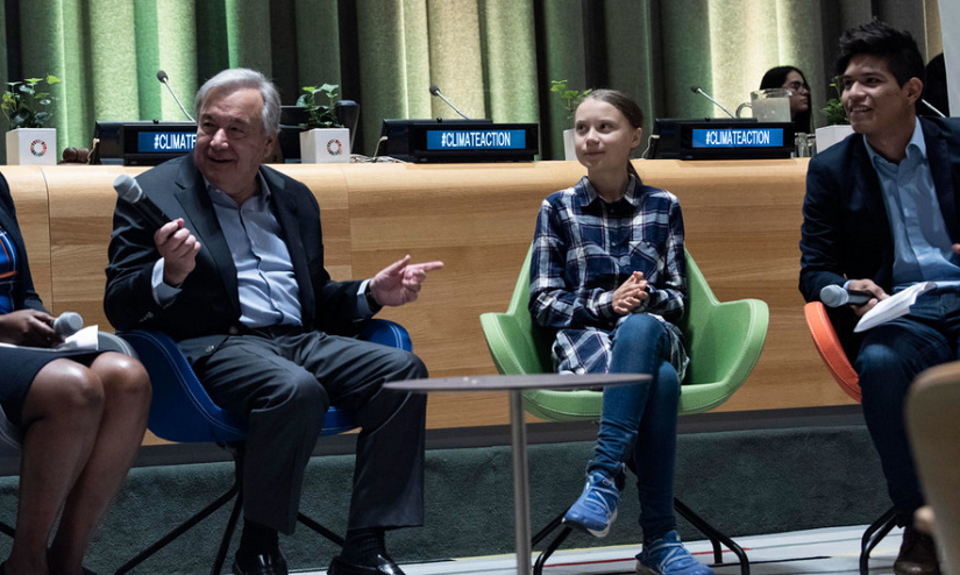 Greta Thunberg podczas otwarcia szczytu klimatycznego ONZ młodzieży / autor: Kim Haughton/ONZ