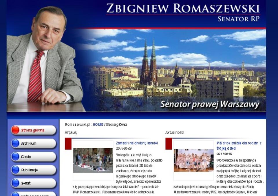 Strona internetowa Zbigniewa Romaszewskiego, www.romaszewski.pl