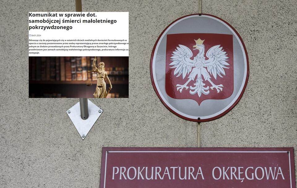 Prokuratura Okręgowa w Szczecinie odpowiada na wpis posłanki Filiks / autor: Fratria/gov.pl (screenshot)