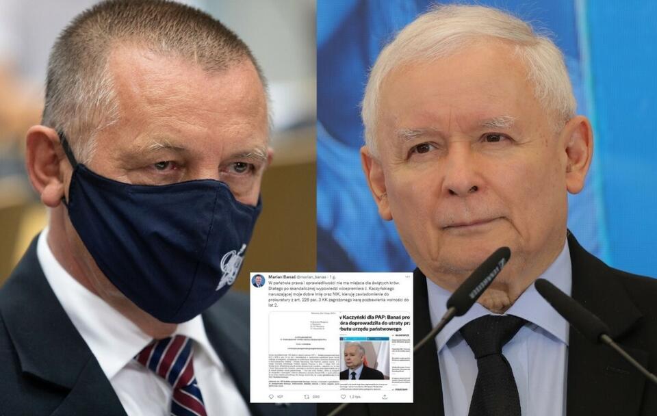 Prezes NIK Marian Banaś; wicepremier i prezes PiS Jarosław Kaczyński / autor: Fratria; Twitter/Marian Banaś (screenshot)