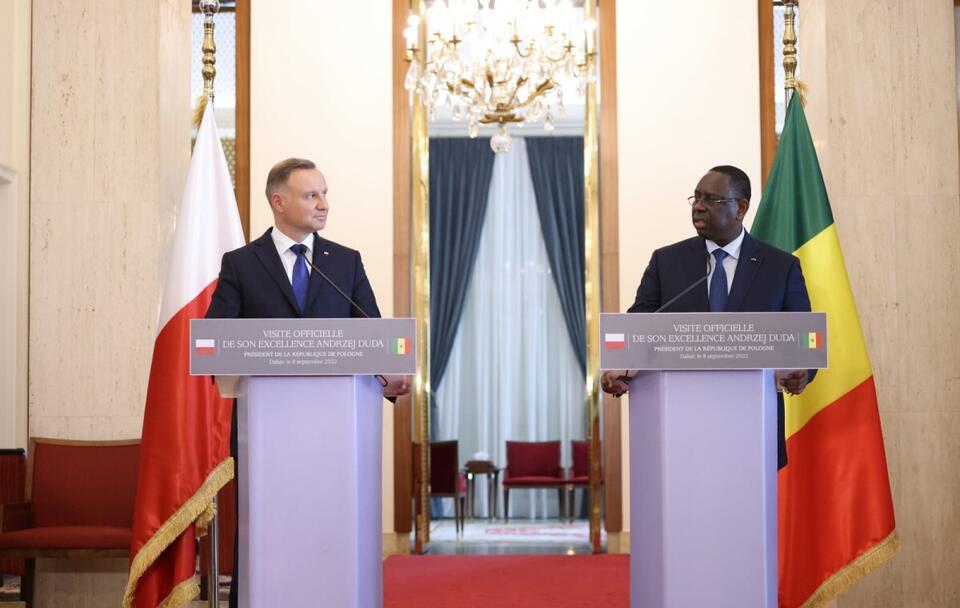 Prezydent RP Andrzej Duda i prezydent Republiki Senegalu Macky Sall / autor: PAP/Leszek Szymański