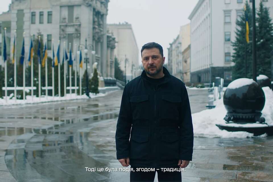Kadr z orędzia prezydenta Ukrainy na 4. rocznicę rosyjskiej agresji / autor: YouTube/@Zelenskyy_President