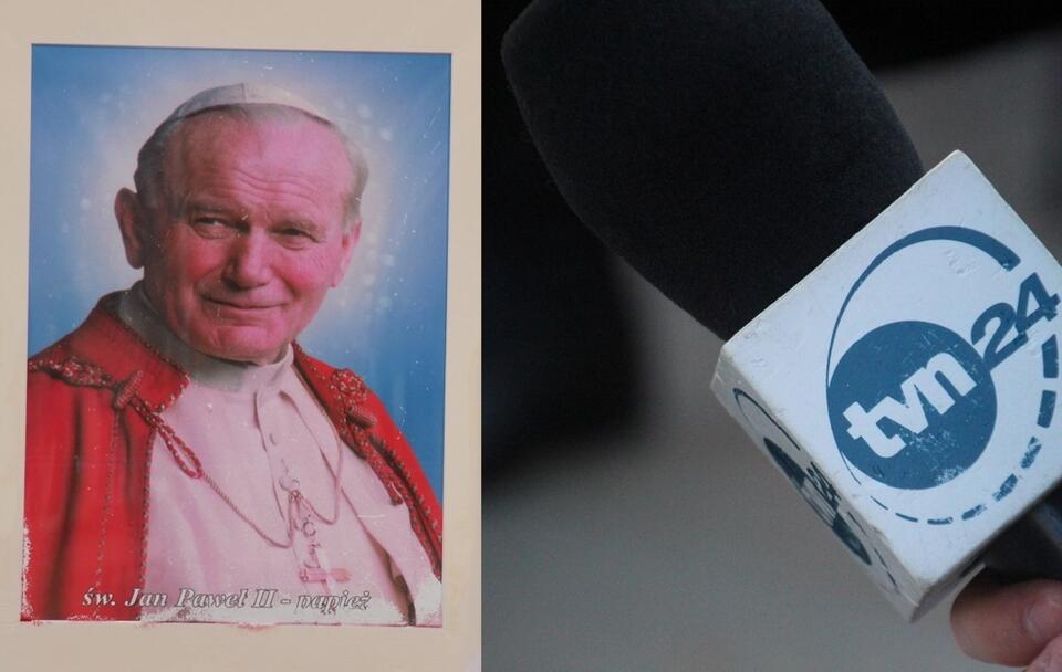 Św. Jan Paweł II/mikrofon TVN24 / autor: Fratria