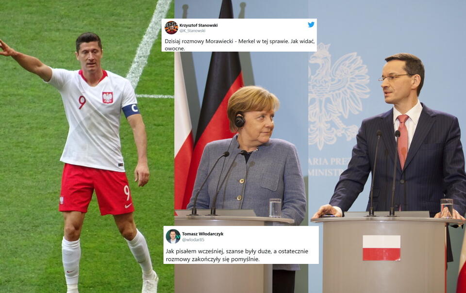 Lewandowski, Merkel, Morawiecki / autor: Fratria/Twitter
