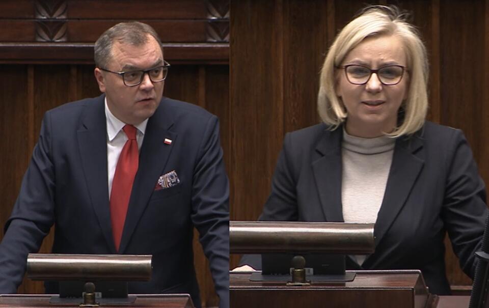 Poseł Paweł Sałek/Minister Paulina Hennig-Kloska / autor: screenshot sejm.gov.pl