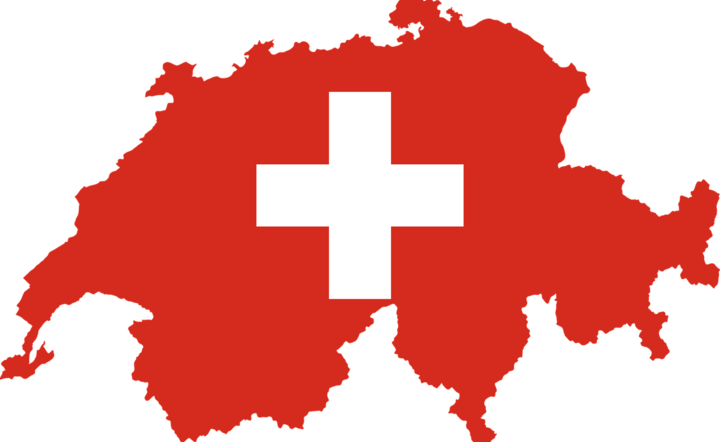 Szwajcaria, kontury kraju i barwy narodowe / autor: Pixabay