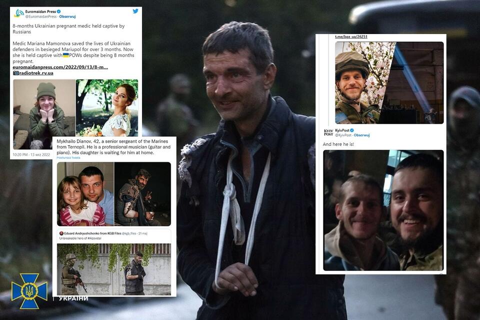 Na zdjęciu Michajło Dianow - żołnierz brygady piechoty morskiej, obrońca Azowstalu, uwolniony z rosyjskiej niewoli / autor: 	PAP/EPA/SECURITY SERVICE OF UKRAINE HANDOUT; Twitter