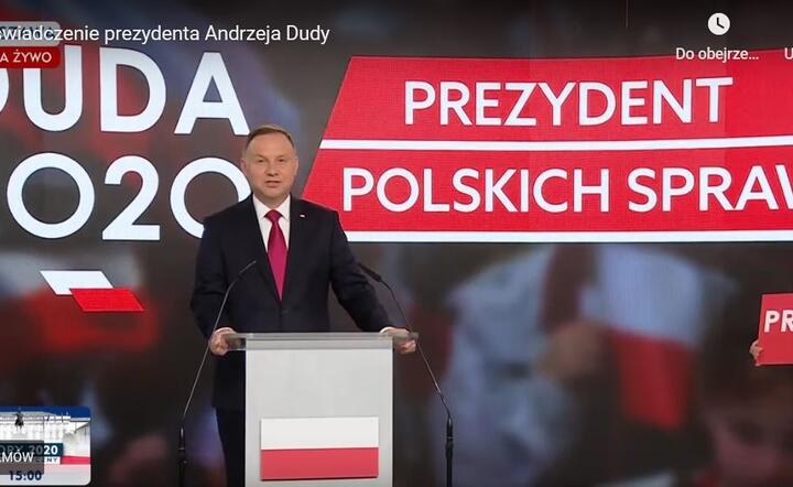 Oświadczenie Andrzeja Dudy - kampania prezydencka.   / autor: TVP Info