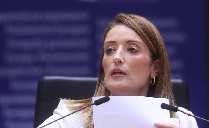 Przewodnicząca Parlamentu Europejskiego Roberta Metsola / autor: PAP/EPA/OLIVIER HOSLET