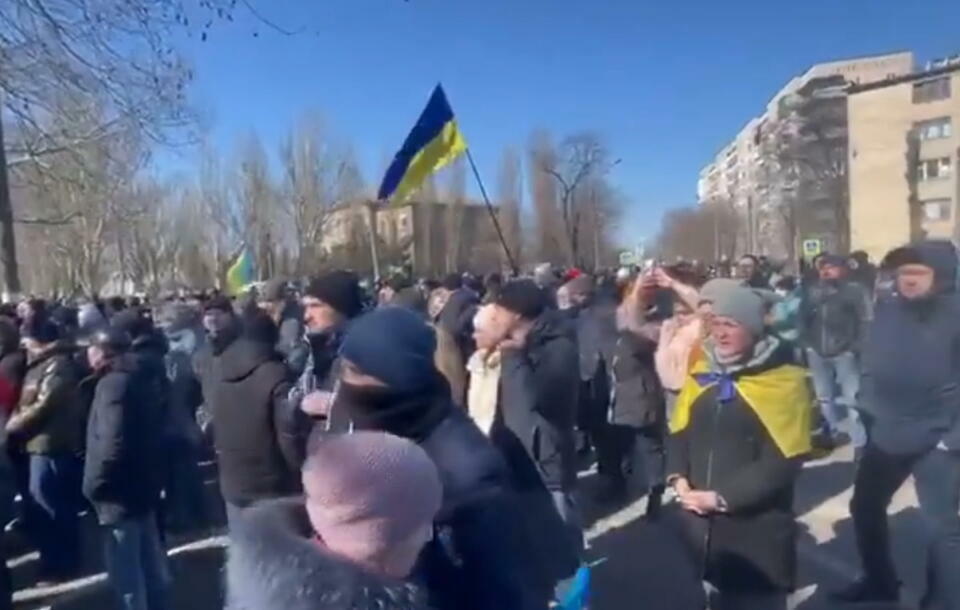 Protest w Melitopolu / autor: Twitter