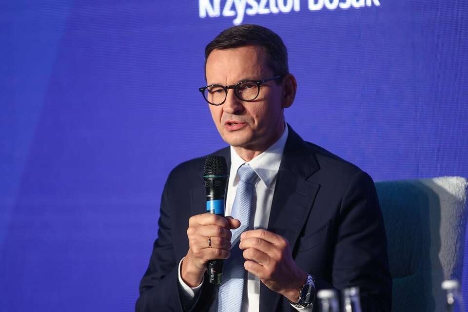 Mateusz Morawiecki podczas Krynica Forum 2024 / autor: PAP/Łukasz Gągulski