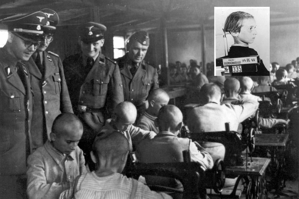 German officers inspecting camp sewing room (Archives of the Institute of National Remembrance, Łódź Branch) / autor: IPN