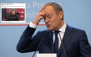 Premier Donald Tusk/na miniaturce: Roch Kowalski z PR24 w likwidacji / autor: Fratria/X