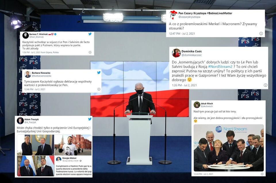 Prezes PiS Jarosław Kaczyński podczas oświadczenia dla mediów w sprawie toczącej się debaty na temat przyszłości Europy / autor: PAP/Paweł Supernak; Twitter