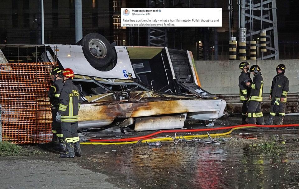 Tragiczny wypadek we Włoszech / autor: PAP/EPA/ANDREA MEROLA/Twitter (screenshot)