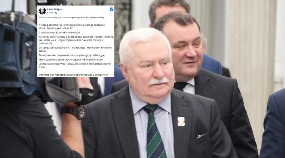 Lech Wałęsa nie chce głosować na PO / autor: Fratria/Twitter