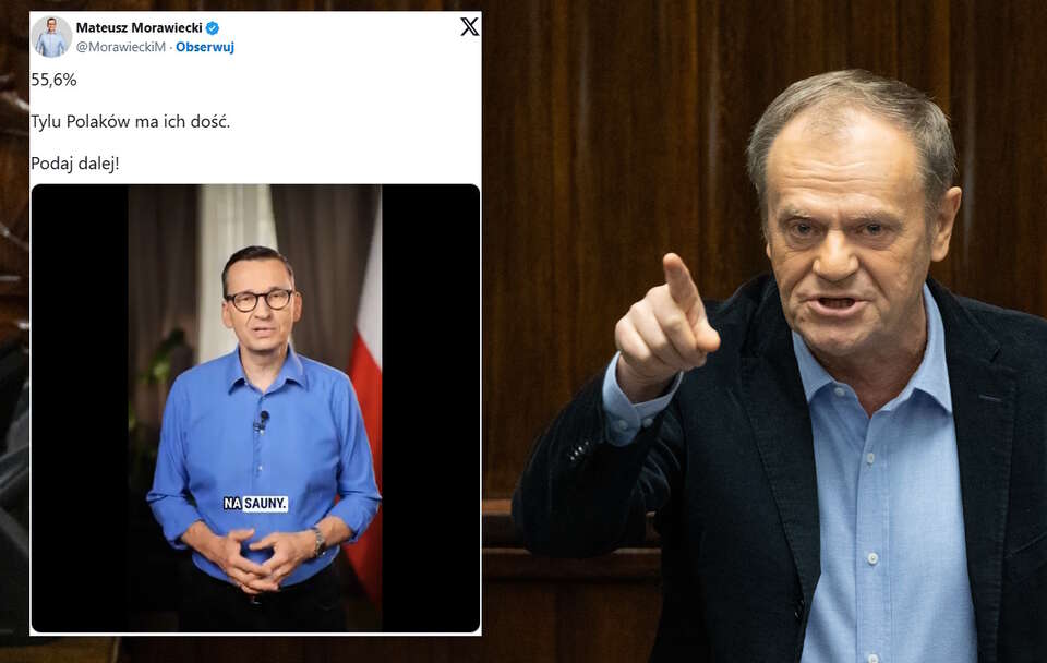 Donald Tusk, Mateusz Morawiecki / autor: Fratria/X