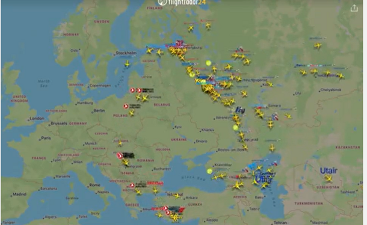 Mapa wylotów Rosjan / autor: streamable