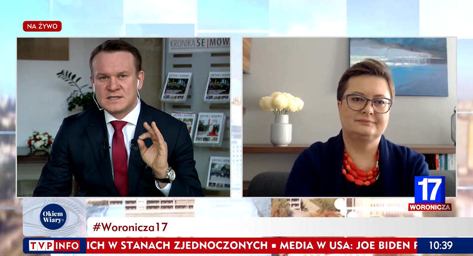 Dominik Tarczyński, Katarzyna Lubnauer / autor: screen/TVP Info