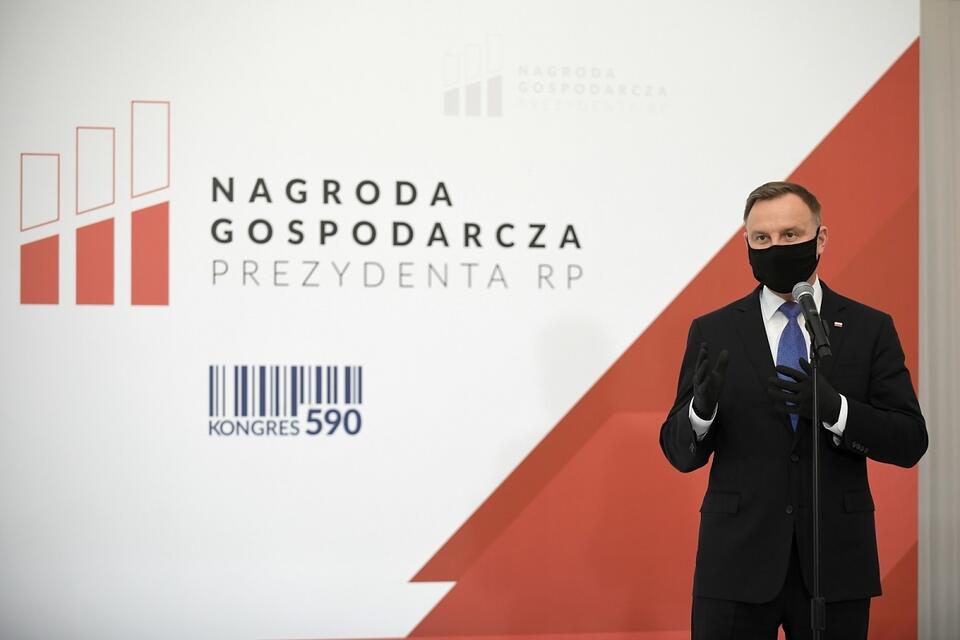 Andrzej Duda na gali Nagrody Gospodarczej Prezydenta RP / autor: PAP/Marcin Obara