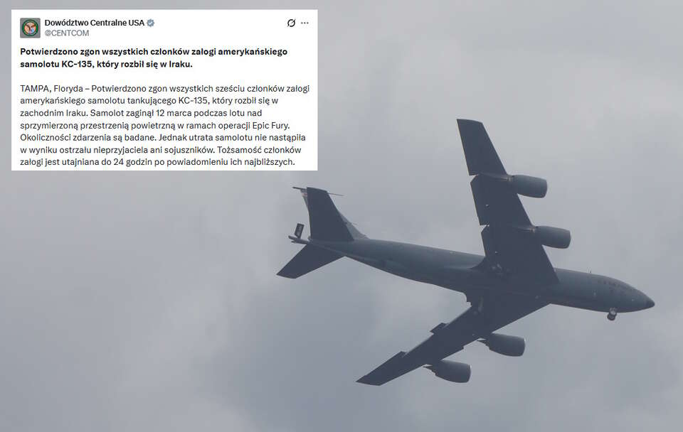Potwierdzono zgon wszystkich członków załogi amerykańskiego samolotu KC-135, który rozbił się w Iraku.  / autor: Michael Barera/https://creativecommons.org/licenses/by-sa/4.0/deed.en/X