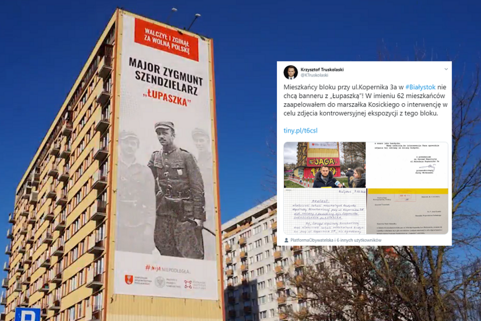 Billboard upamiętniający majora Zygmunta Szendzielarza Łupaszkę / autor: Twitter/IPN; Twitter/Krzysztof Truskolaski