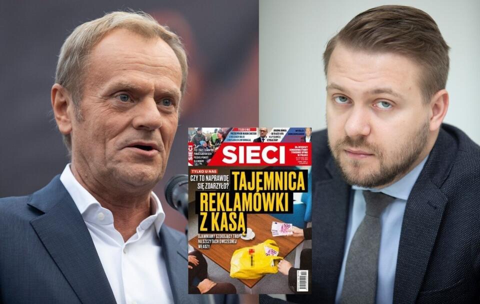 Donald Tuska/ Jacek Ozdoba; Najnowszy okładka tygodnika "Sieci" / autor: Fratria; Tygodnik "Sieci"