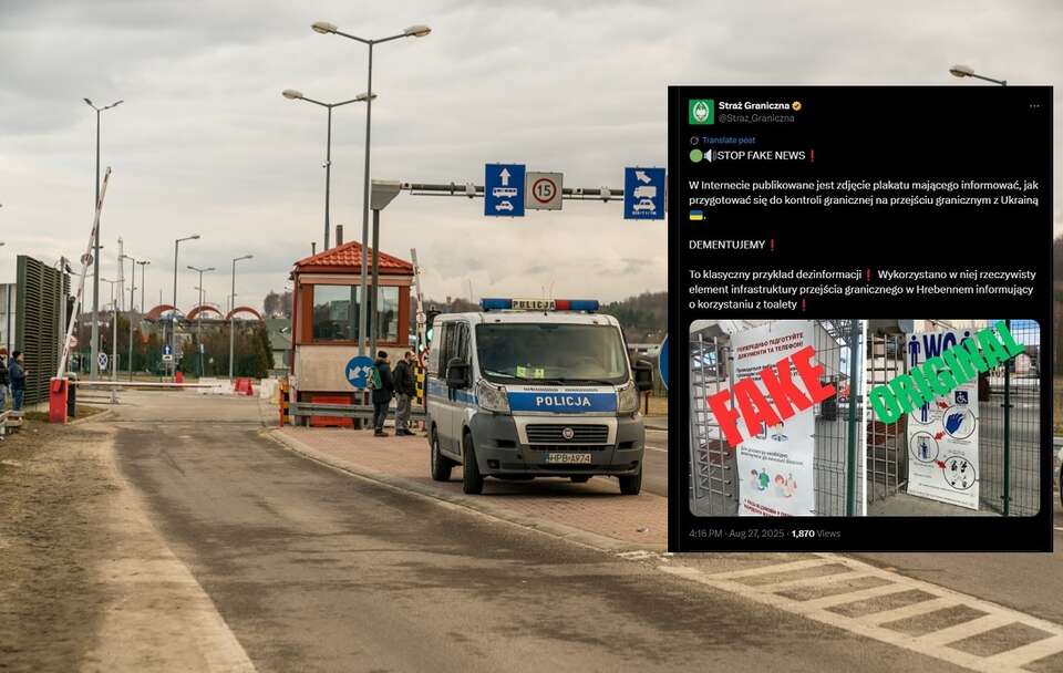 Przejście graniczne w Hrebennem / autor: Fratria/X: @Straz_Graniczna
