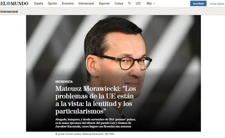 Premier Morawiecki w El Mundo / autor: Screen Fratria